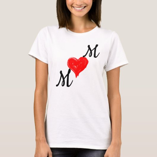 Mam Red hart en scripttypografie T-shirt (Voorkant)