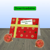 Mam red parcel moderne kerst feestdagen kaart