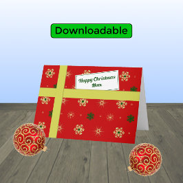 Mam red parcel moderne kerst feestdagen kaart