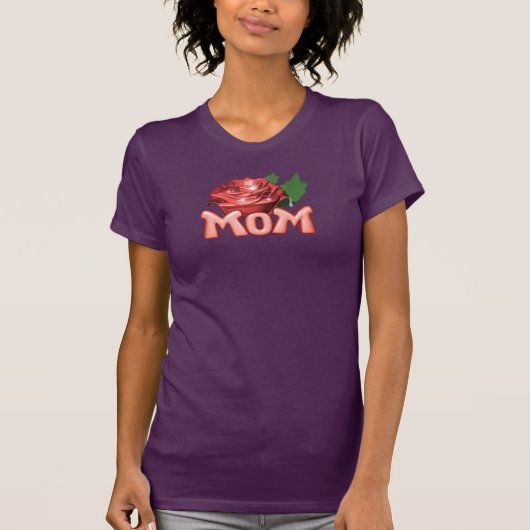 Mam & Red Rose met Dewdruppels T-shirt (Voorkant)