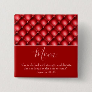  mam Red  Vierkante Button 5,1 Cm