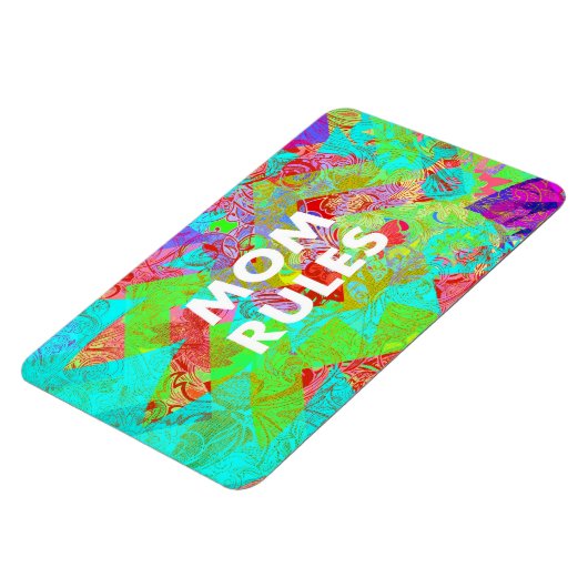 MAM REGELS Kleurrijke Bloemen Moederdag Gifts blau Magneet (Linkerzijde)