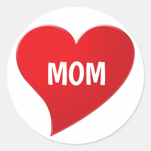 Mam, rood hart wit schattig ronde sticker (Voorkant)