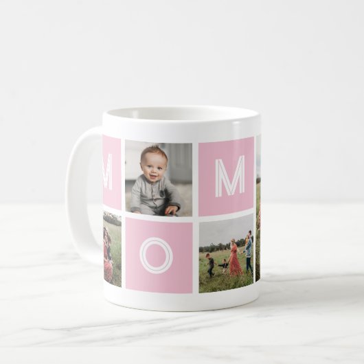 Mam Roze Birthday Custom 5 Foto Koffiemok (Voorkant links)