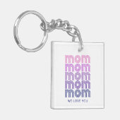 mam | Roze en Paarse Disco Stijl Tekst en Foto Sleutelhanger (Voorkant Links)