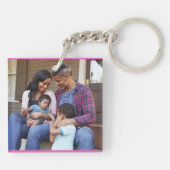 mam | Roze en Paarse Disco Stijl Tekst en Foto Sleutelhanger (Achterkant)