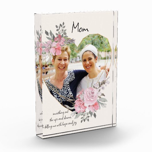 Mam Roze Floral Gold Geometric Heart Shaped Fotoblokken (Links)