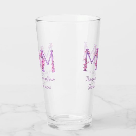 Mam roze orchidee bloemen waterverf aangepast beri glas (Links)