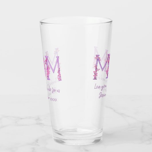 Mam roze orchidee bloemen waterverf aangepast beri glas (Rechts)