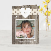 Mam Rustic Birthday Foto Kaart (Gele Bloem)