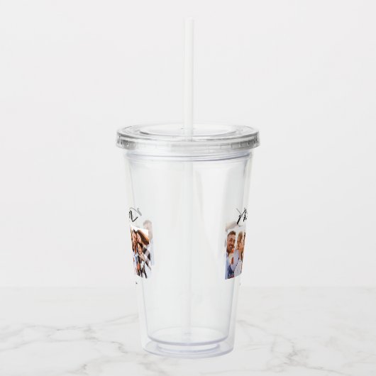 mam schattig modern script multi foto gift acryl drinkbeker (Rechts)