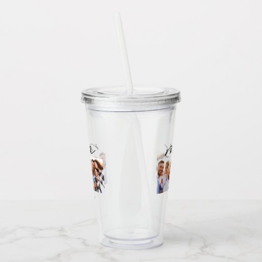 mam schattig modern script multi foto gift acryl drinkbeker (Links)