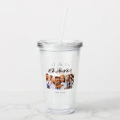 mam schattig modern script multi foto gift acryl drinkbeker (Achterkant)