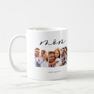 mam schattig modern script multi foto gift koffiemok