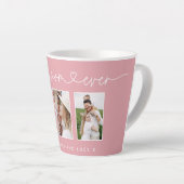Mam schattig modern script multi foto gift roze gi latte mok (Rechterhoek)