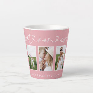Mam schattig modern script multi foto gift roze gi latte mok