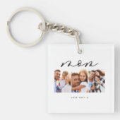 mam schattig modern script multi foto gift sleutelhanger (voorkant)