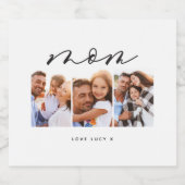 mam schattig modern script multi foto gift sparkling wijnetiket (Enkel label)