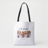 mam schattig modern script multi foto gift tote bag (Voorkant)