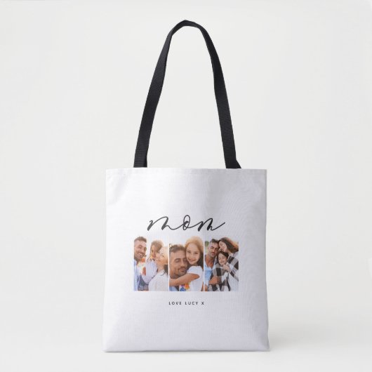 mam schattig modern script multi foto gift tote bag (Voorkant)