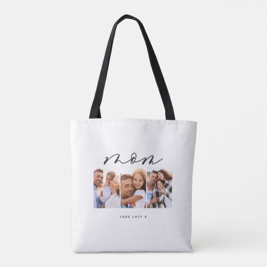 mam schattig modern script multi foto gift tote bag (Achterkant)