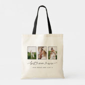 Mam schattig modern script multi-foto gift tote bag (Achterkant)