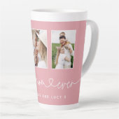 Mam schattige moderne script multi foto gift latte latte mok (Rechterhoek)