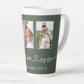 Mam schattige moderne script multi foto gift latte mok (Rechterhoek)
