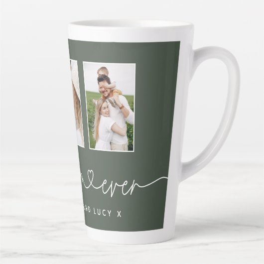 Mam schattige moderne script multi foto gift latte mok (Rechts)