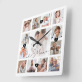 Mam Script Family Memory Photo Grid Collage Vierkante Klok (Hoek)