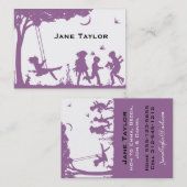 Mam Silouette van kinderen Contactkaartje (Voorkant / Achterkant)