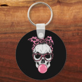 Mam Skull Bubblegum Lazy Halloween Costume Leopard Sleutelhanger (Voorkant)