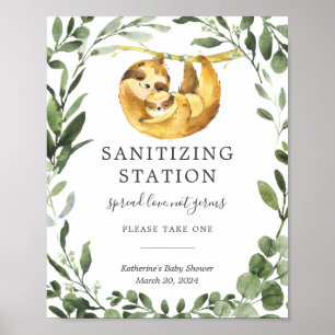 Mam Sloth Baby shower Sanitizing Station Sign. Poster