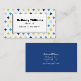 Mam Speelt Eenvoudige Blauwe Groene Stippen Roepka Visitekaartje