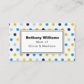 Mam Speelt Eenvoudige Blauwe Groene Stippen Roepka Visitekaartje (Voorkant)