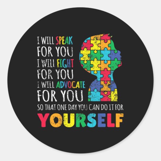 Mam steunt Autisme Awareness Autistic Boy Son Puzz Ronde Sticker (Voorkant)