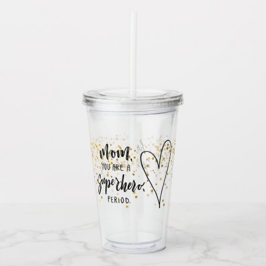 Mam superheld moederdag met namen acryl drinkbeker (Voorkant)