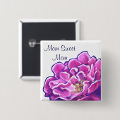 Mam Sweet Mam PInk Peony Vierkante Button 5,1 Cm (Voorkant /achterkant)