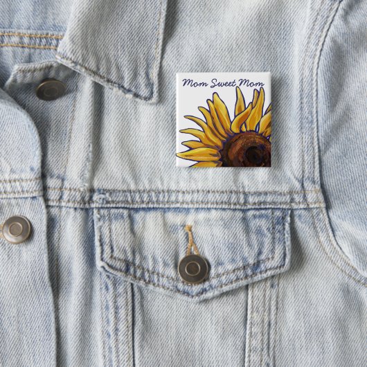 Mam Sweet Mam Sunflower Art Vierkante Button 5,1 Cm (In situ)