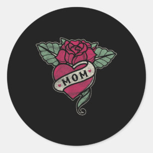 Mam Tattoo Harde rode roze motorfiets Ronde Sticker