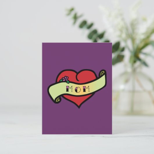 Mam Tattoo Heart Briefkaart (Staand voorkant)