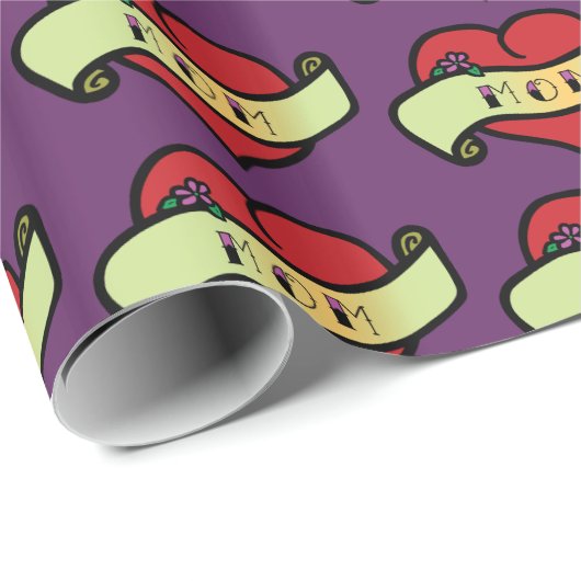 Mam Tattoo Heart Cadeaupapier (Rol Hoek)