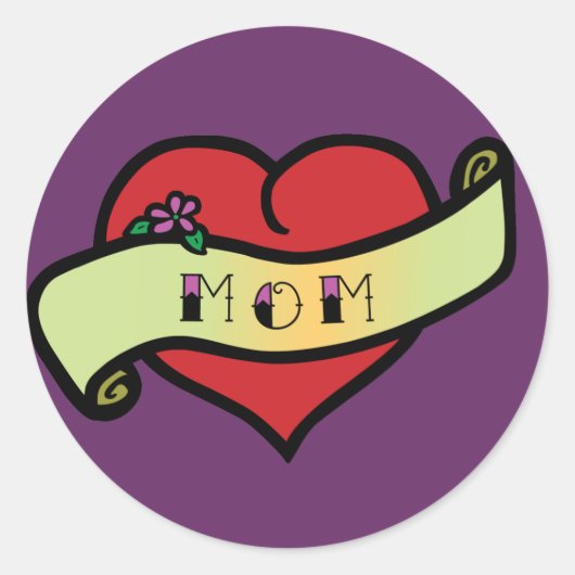 Mam Tattoo Heart Ronde Sticker (Voorkant)