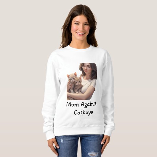 Mam Tegen Catboys: Schattige en Speels Trui (Voorkant volledig)