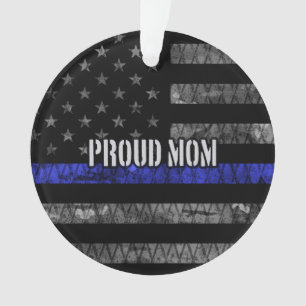 Mam Thin Blue Line Disted Flag Ornament