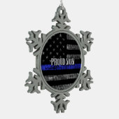 Mam Thin Blue Line Disted Flag Tin Sneeuwvlok Ornament (Links)