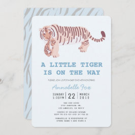 mam Tiger Carry Cub Blue Baby shower Invitation Kaart