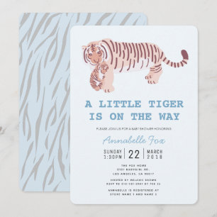 mam Tiger Carry Cub Blue Baby shower Invitation Kaart