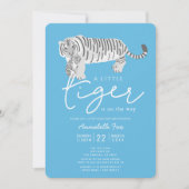 Mam Tiger & Cub Blue Baby shower Invitation Kaart (Voorkant)