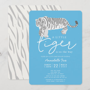 Mam Tiger & Cub Blue Baby shower Invitation Kaart
